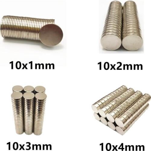 10 20 50PCS/LOT NdFeB Magnet 10*1 10*2 10*3 10*4 N35 Disc MAGNET 10x1 10x2 10x3 10x4 Round Speaker magnets