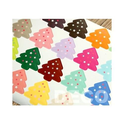 100pcs/lot Cute Christmas Tree Sticker Seal sticker / Point Sticker 20 colors(ss-7315))