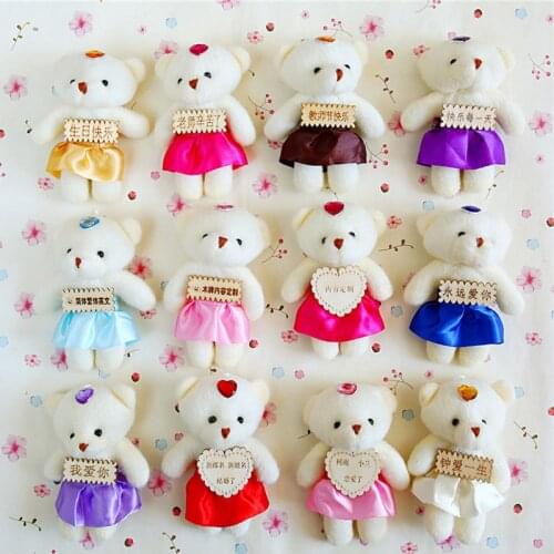 12CM 6pcs/lot Cartoon Bouquet Teddy Bear Doll Wholesale Flower Shop Bag Flower Doll Plush Toy Bouquet Bear Wedding Gift