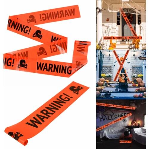 2pcs Halloween Police Cordon Plastic Skull Tape Isolation Belt Safety Warning Tape For Halloween Party DIY Decoration Supplies