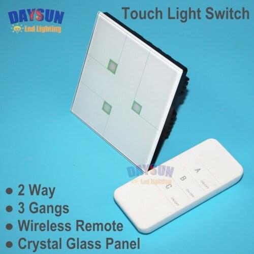 2017 New Smart Home Touch Switch with Remote White Crystal Glass Touch Screen Wall Switch 86*86mm High-end Hotel Light Switch