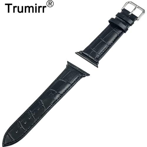 22mm 24mm Genuine Leather Watchband for 38mm 42mm iWatch Apple Watch Band Wrist Strap Bracelet with Link Connector Adapter