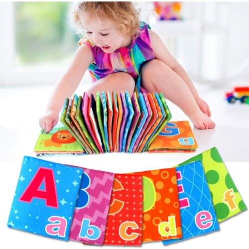 26PCS Baby Cloth Book Soft Alphabet Cards with Cloth Storage Bag ABC Interactive Educational Montessori Early Learning Toy