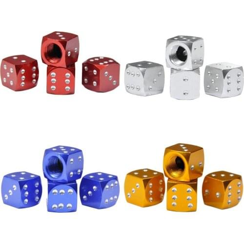 4Pcs Dice Design Dust Valve Caps Motorcycles Electric Cars Tyre Tire Stem Cover