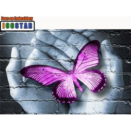 5D DIY Diamond mosaic diamond embroidery Butterfly in the hand mbroidered Cross Stitch Home decoration Gift