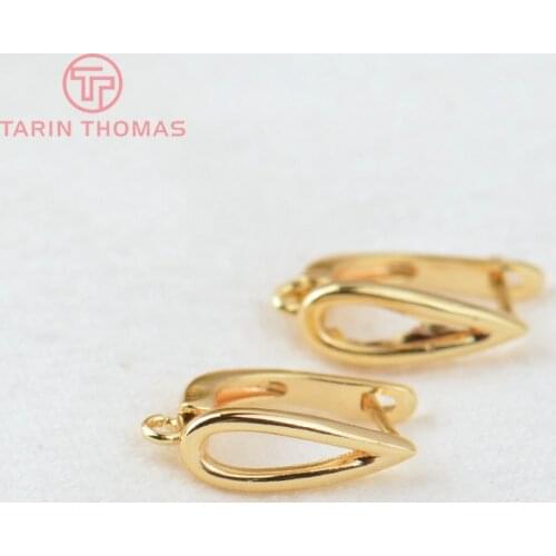 6PCS 11x15MM 24K Gold Color Brass Drop Shape Stud Earrings Pins Earrings Clasps High Quality DIY Jewelry Making Findings