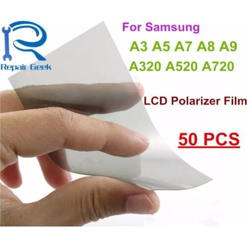 50pcs LCD Polarize Anti Static Polarizer Polarized Film For Samsung A3 A5 A7 A8 A9 A320 A520 A720 Polarization Light Polaroide