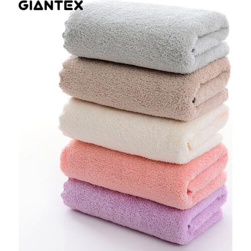 GIANTEX Coral Velvet Cut Edge Towel Plain Wash Soft Face Towel For Home Polyester Bath Towels For Bathroom