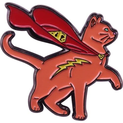 Streaky Supercat Enamel Pin Orage Kitty Badge Brave Animal Brooch Cute Kitten Decor