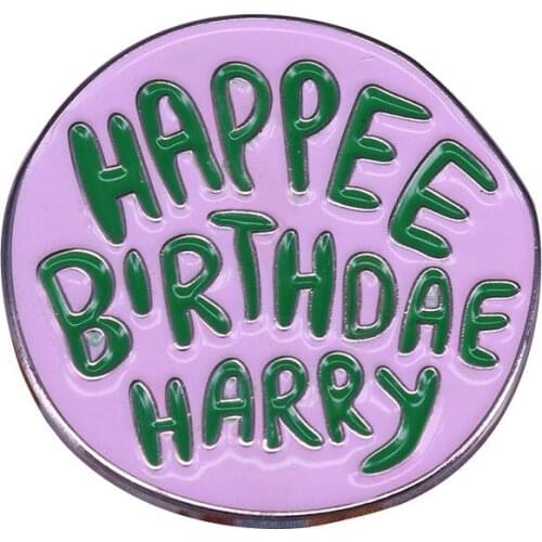 Happee Birthday Harry Cake Cosplay Enamel Brooch Pins Badge Lapel Pins Brooches Alloy Metal Fashion Jewelry Accessories