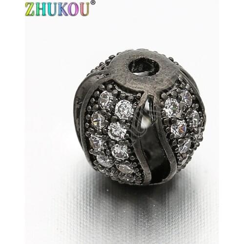 7mm Brass Cubic Zirconia Crystal Spacer Beads DIY Jewelry Bracelet Necklace Making, Hole: 1.5mm, Model: VZ21