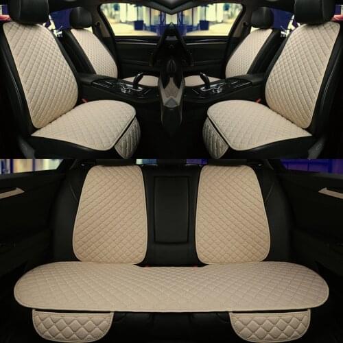 5 Seats Car Seat Cover With Backrest Protector Flax Front Back Rear Back Seat Cushion Pad for Auto Interior Truck Suv or Van
