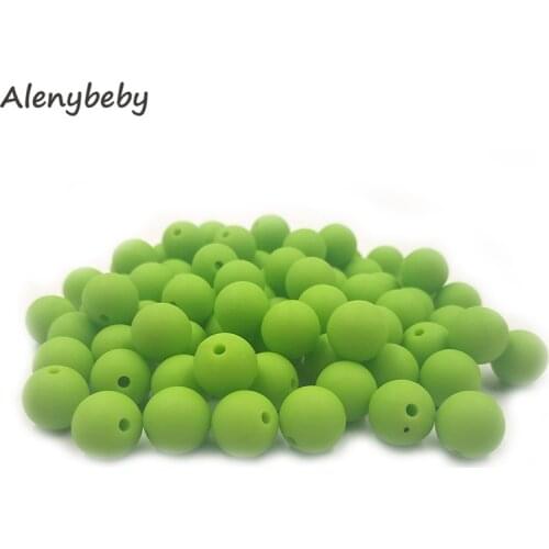 Chartreuse Color Food Grade Silicone Round Bead 12/15mm Baby Teether Necklace Toy DIY Pacifier Chain Care Baby Teether Product