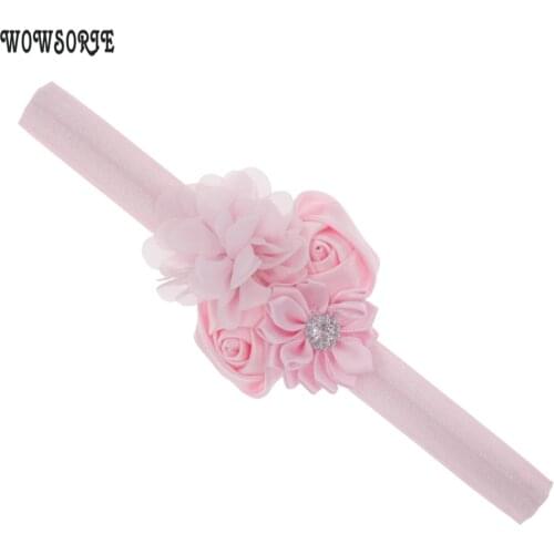 Baby Headband girls flower with Rhinestone Hair Bands Girls Kids Headbands Newborn baby headwear children Hair Accessories
