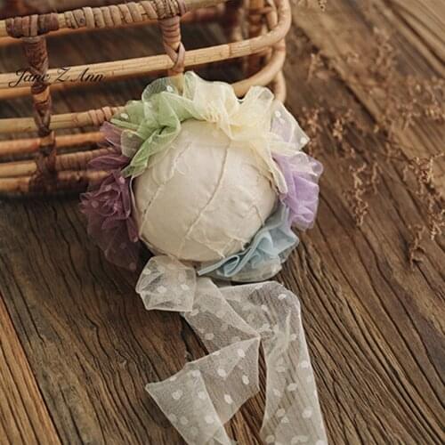 Jane Z Ann Rainbow Lace mesh yarn hat newborn Baby photo Props studio shooting accessories
