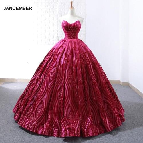 J66723 jancember strapless evening dress 2019 sexy sleeveless ball gown red bridal dressing up wedding party dress floor length