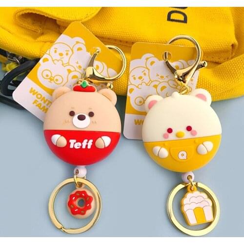 Hot Sale Telescopic Cartoon Cute Little Bear Keychain For Keys Pass Cards Bag Pendant Keyring Funny Toys Gifts For Children Girl