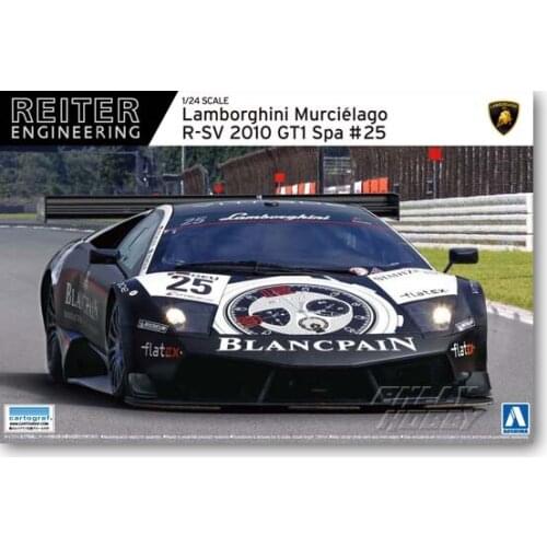 1/24 AOSHIMA Plastic Assembled Car Model Toy Lamborghini R-SV 2010 GT1 Spa #25 Adult Collection DIY Assembled Model Kit #00717