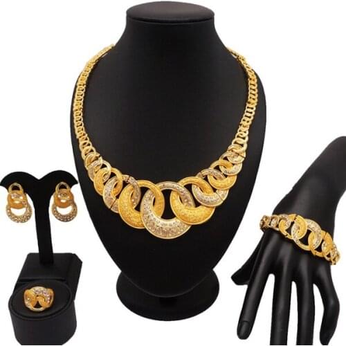 CITY women fashion necklace fine jewelry sets women necklace 24k gold jewelry sets flower necklace