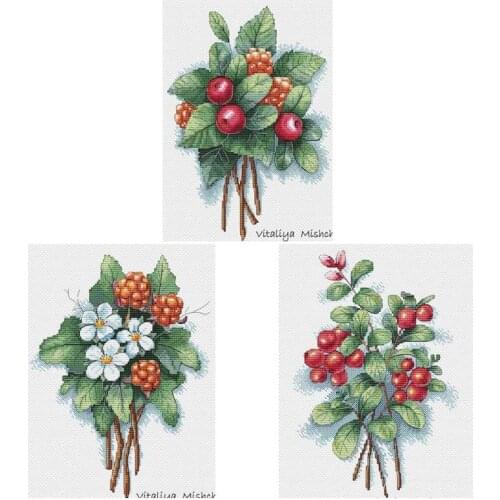 Berry patterns counted 11CT 14CT 18CT Cross Stitch Set DIY Chinese Cross-stitch Kits Embroidery Needlework Home Decor