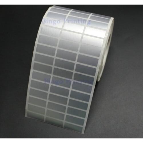Sticker label 25*10 mm 10000pcs/Roll Thermal Transfer Silver PET Label Waterproof Tearproof Oilproof Barcode Label