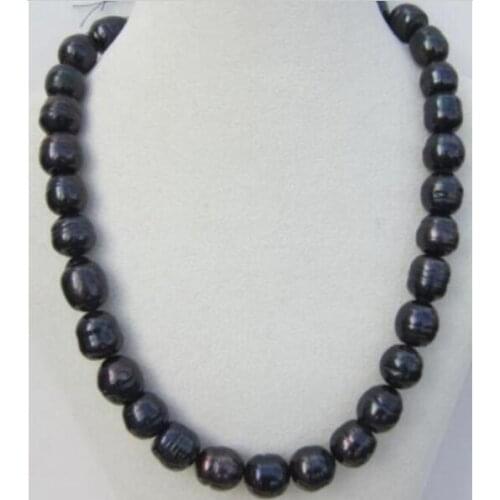 NEW 11-13MM TAHITIAN BLACK BAROQUE NATURAL PEARL NECKLACE 18"