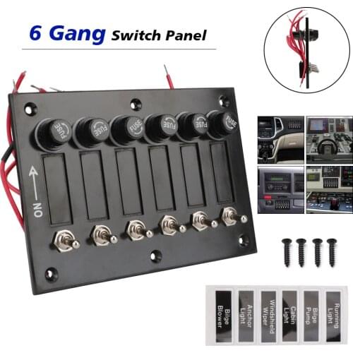 ON/OFF Rocker Toggle DC12/24V for Car Marine Ship Caravan RV 6 Gang With Fuse Protection Car Switch Panel Label Stickers