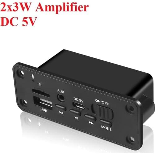 5V Bluetooth 5.0 MP3 decoder board with 2x3w speaker Car MP3 player FM radio support USB/SD card/AUX/recording/power off memory