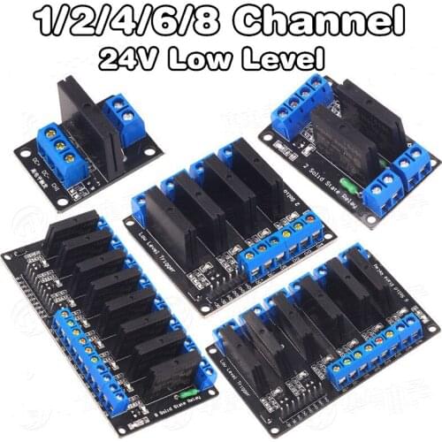 1/2/4/6/8 Channel 24V Solid State Relay Module Low Level Trigger DC Control AC with Fuses 250V 2A Relay SSR AVR DSP for arduino