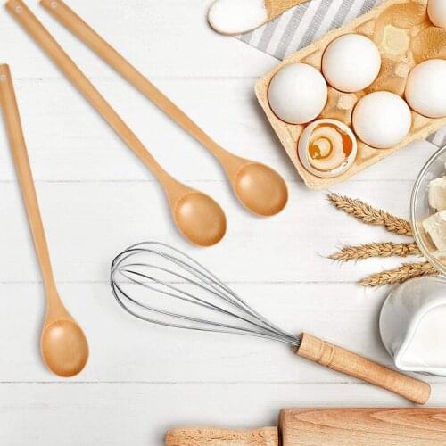 Hot Wood Mixing Spoon Long Handle Wooden Spoons Wood Soup Spoons Cooking Spoon for Kitchen Stirring and Cooking 3Pcs