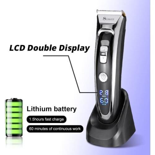 LCD Professional Rechargeable Electric Hair Clipper Display Ceramic Beard Razor Hair Trimmer Mens Tool Cordless Haircut Machine