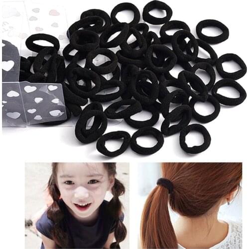 Coxeer 100pcs/Set Solid Color Hair Ties Hair Ropes Elastics Ponytail Holders Hair Accessories For Kids Women Girls