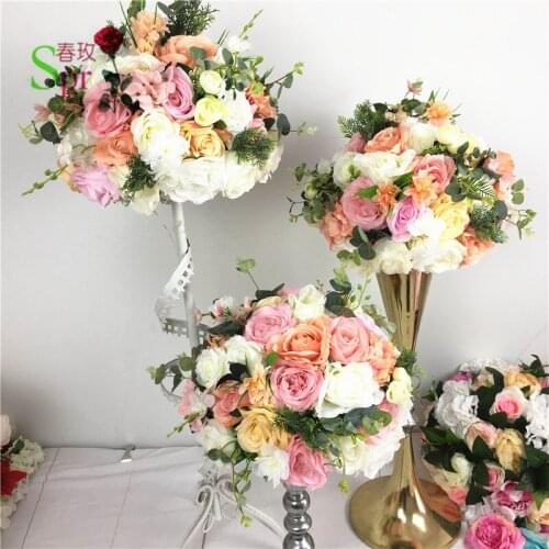 SPR wedding table center flower ball road lead artificial flore centerpiece wedding backdrop flower decoration