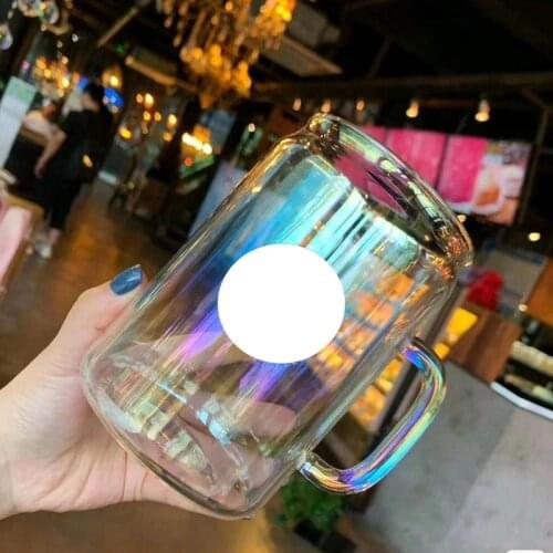 24oz Aurora Glass Cup Heat-resistant Borosilicate Glass Coffee Cup With Logo Colorful Glass Mugs Milk Cup