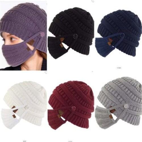 Warm Crochet Winter Wool Knit Ski Beanie Skull Slouchy Caps Hat With Knitted Mask Fashion Mix Outdoor Running Cycling Hat Suit