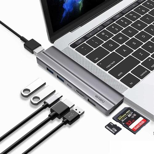 USB 3.1 Type-C Hub To HDMI Adapter 4K Thunderbolt 3 USB C Hub with Hub 3.0 TF SD Reader Slot PD for MacBook Pro/Air/Huawei Hub