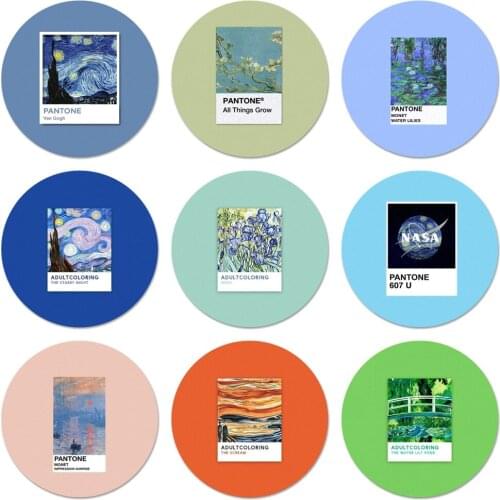 58mm Vingate Vincent Van Gogh Pantone Aesthetic art Icons Pins Badge Decoration Brooches Metal Badges For Backpack Decoration