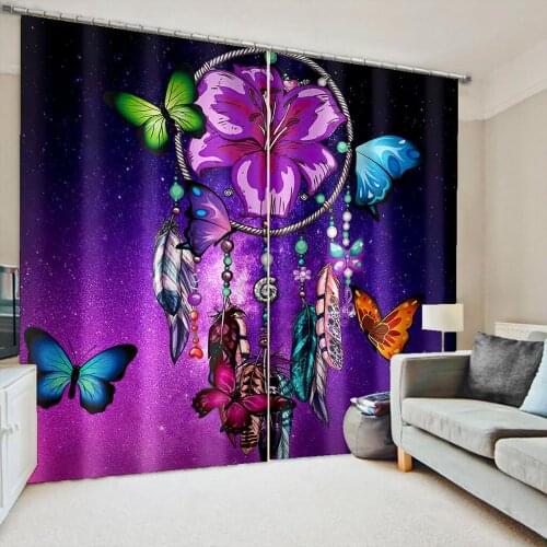 High quality custom 3d curtain fabric butterfly curtains 3D Curtains For Living room Blackout Roaantic Wedding room Bedroom