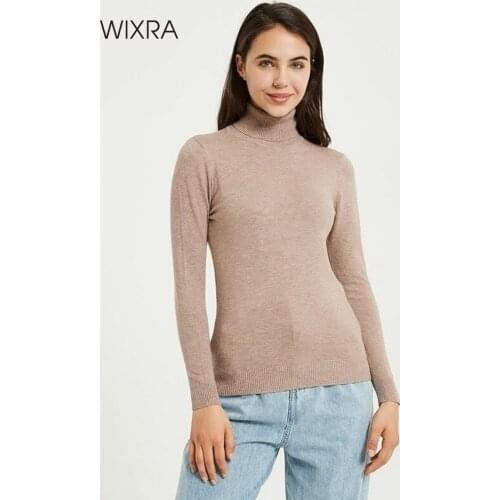 Wixra Knitting Sweater and Jumper Turtleneck Tops Pullovers Casual Sweaters Womens Long Sleeve All-match Elastic Sweater