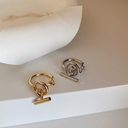 WTLTC Fashion Metal OT Clasp Link Thumb Rings for Women Punk Style Chain Open Finger Ring Minimalist Satement Band Rings Chunky