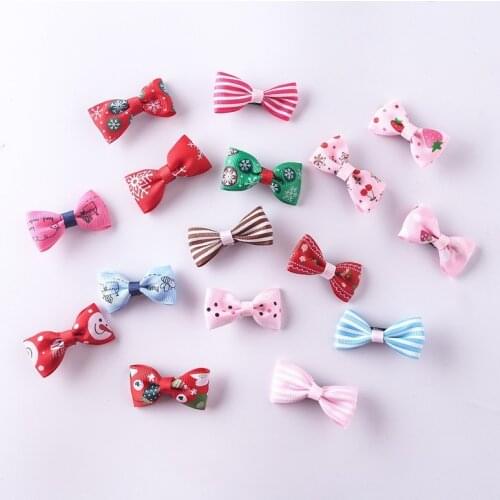 20PCS Mix Color Mini Bow Barrettes Sweet Girls Solid Dot Stripe Hair Clips Kids Hairpins Hair Accessories for Women Girls