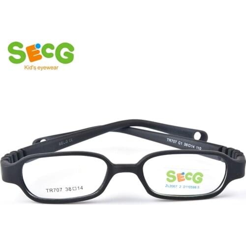 SECG Solid Ultralight Optical Myopia Children Glasses Frames Silicone Soft Flexible Children Glasses Protective Kids Eyewear
