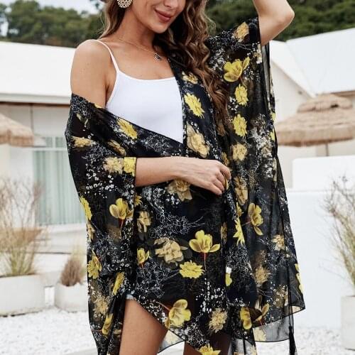 Womens Cover Up Kimono Cardigan Chiffon Summer Beach Robe Swimwear Top
