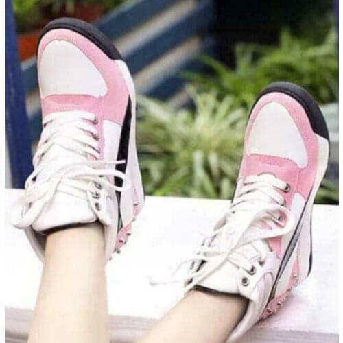 Womens Trainers Rivets Hidden Wedge Heel High Top Shoes Lace Up Sneakers Autumn Winter Leisure Fashion Inside Increase Student