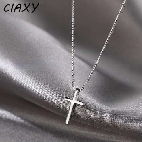 CIAXY 925 Sterling Silver Cross Pendant Necklaces for Women Temperament Clavicle Chain Choker Simple Luxury Jewelry