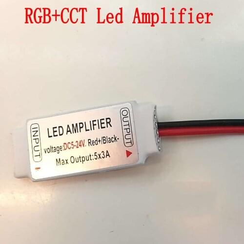 1pc 6pin Mini RGB+CCT Led Amplifier 5CH x 3A 15A for 5 Colours in 1 LED Strip Light RGB+CCT Current Repeater DC12V-24V