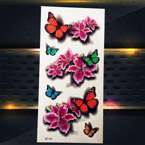 1PC Hot 3D Flower Roses Designs Fake Waterproof Temporary Tattoo Women Makeup Beach P3D-34 Children Christmas Gifts Sexy Tattoos