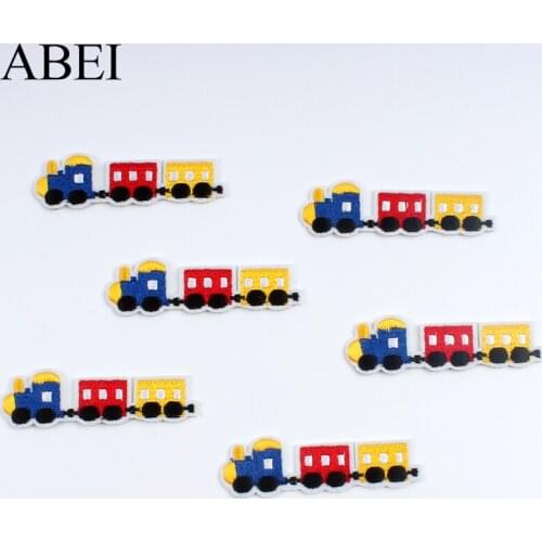 10pcs Cartoon Train Patches Embroidered Iron On Cute Stickers For Boy Kids Pants Shirts Bags Jeans Repair Clothes Suits Badge
