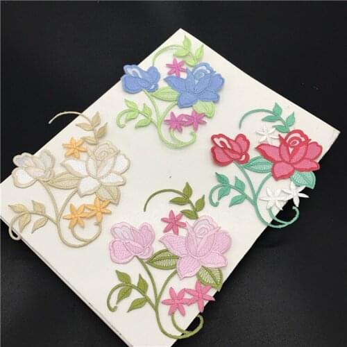 20pcs Flower Applique Clothing Embroidery Patch Fabric Sticker Iron On Patch Craft Sewing Repair Embroidered
