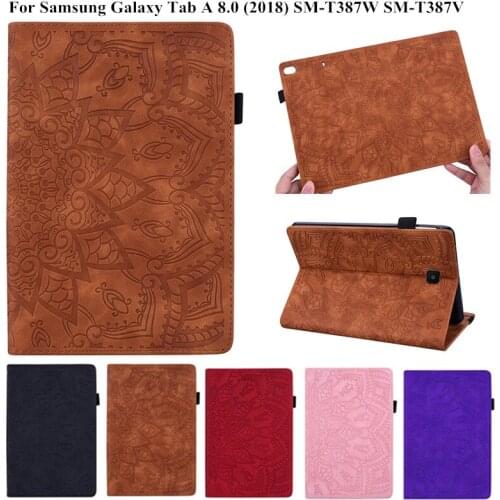 3D Flower Embossed PU Leather Case for Galaxy Tab A 8 SM-T387W SM-T387V Tablet Cover for Samsung Galaxy Tab A 8 inch 2018 Case
